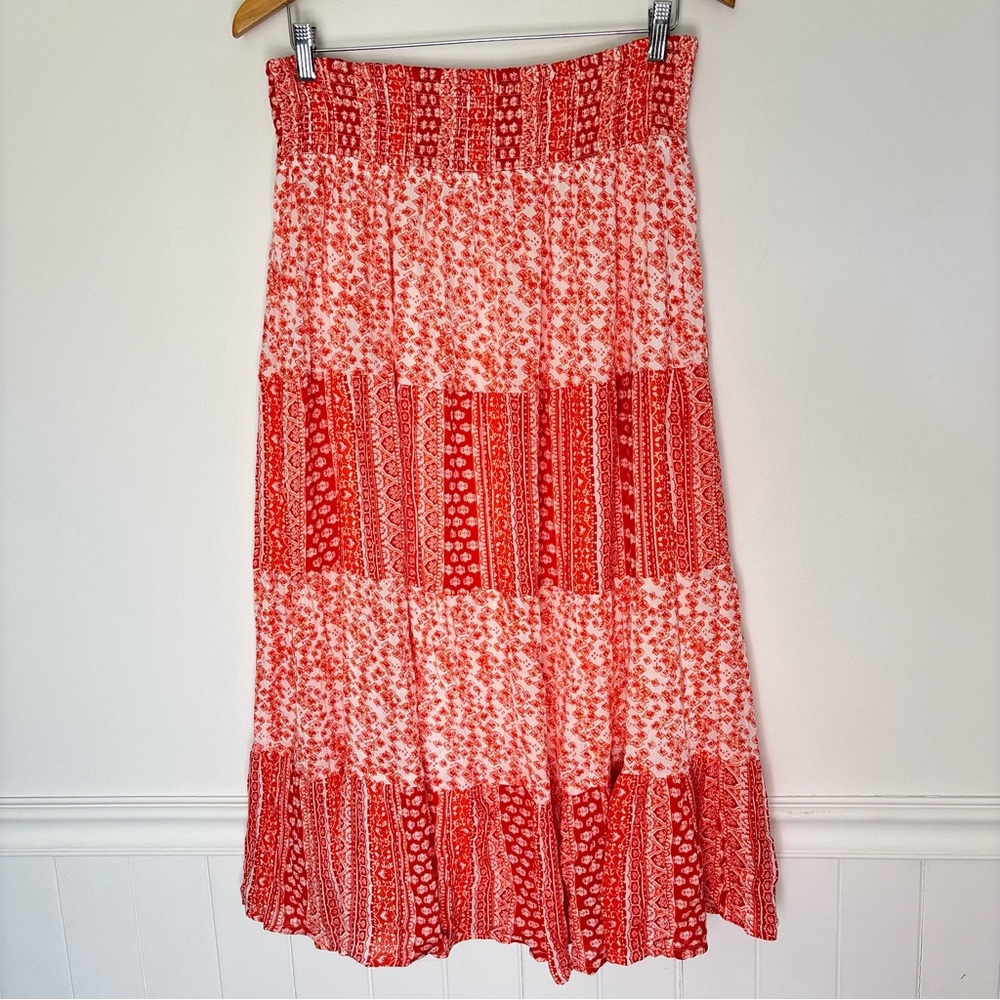 Kings Road Floral Patchwork Peasant Women's Skirt Size Large Boho Beach New